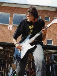 1995 with Emergency Exit, Baelen, B (guitar) (foto by L.vanBalen)